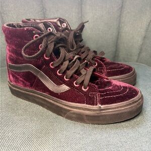 Vans Burgundy Velvet High-Top Sneakers